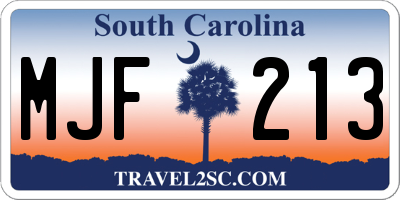 SC license plate MJF213