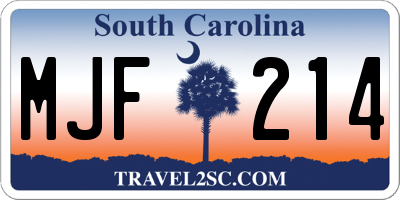 SC license plate MJF214