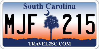SC license plate MJF215