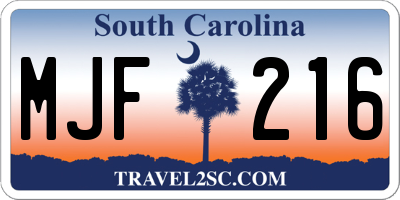 SC license plate MJF216