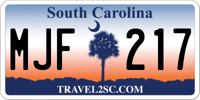 SC license plate MJF217