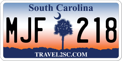 SC license plate MJF218