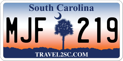 SC license plate MJF219