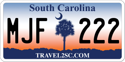 SC license plate MJF222