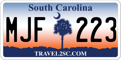SC license plate MJF223
