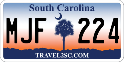 SC license plate MJF224
