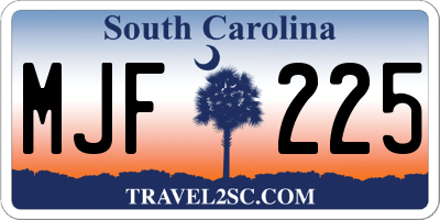 SC license plate MJF225