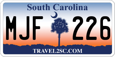 SC license plate MJF226