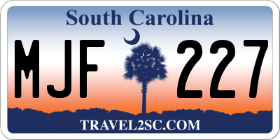 SC license plate MJF227
