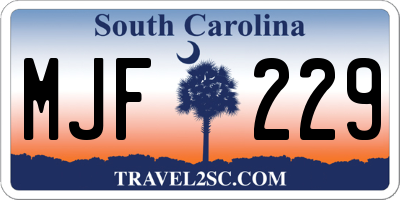 SC license plate MJF229