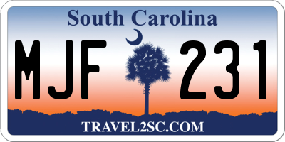 SC license plate MJF231