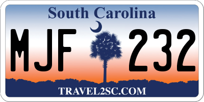 SC license plate MJF232