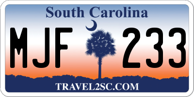 SC license plate MJF233