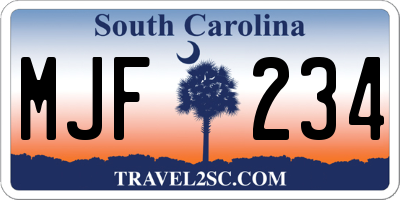 SC license plate MJF234