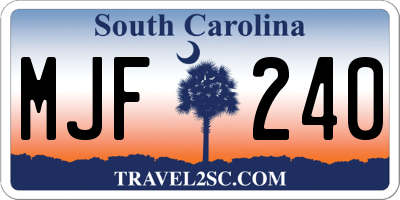 SC license plate MJF240