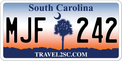 SC license plate MJF242