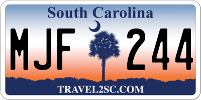 SC license plate MJF244
