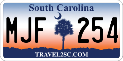 SC license plate MJF254