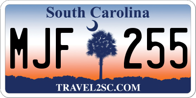 SC license plate MJF255