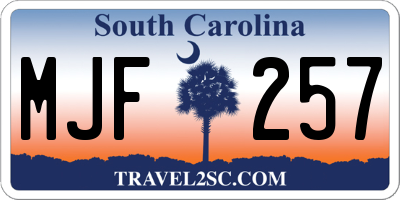 SC license plate MJF257
