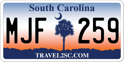 SC license plate MJF259