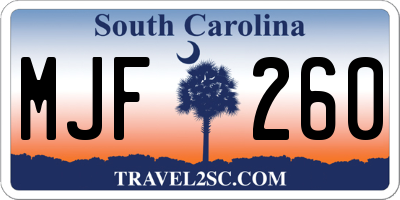 SC license plate MJF260
