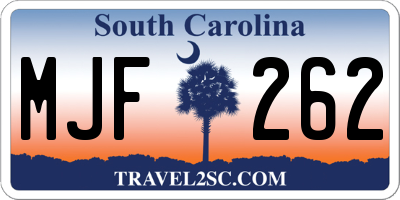 SC license plate MJF262