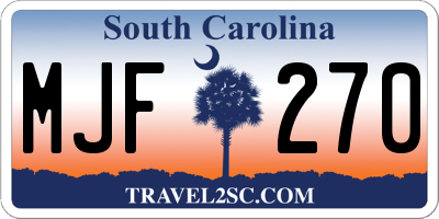 SC license plate MJF270