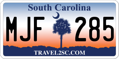 SC license plate MJF285