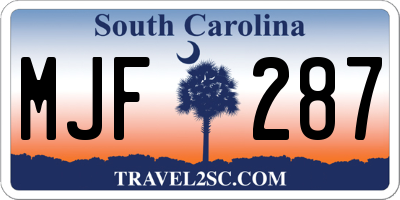 SC license plate MJF287