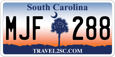 SC license plate MJF288