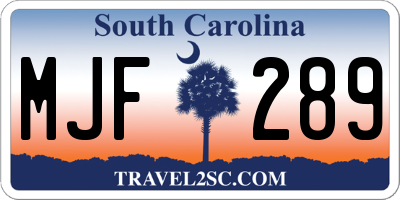 SC license plate MJF289