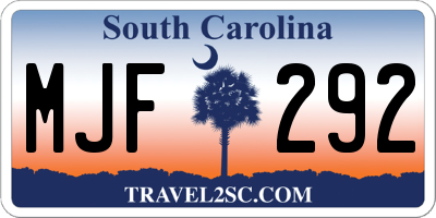 SC license plate MJF292