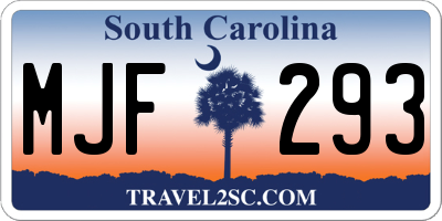 SC license plate MJF293