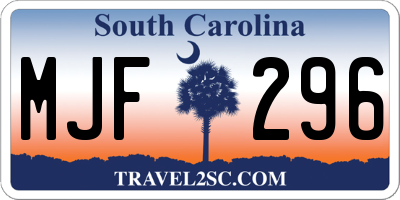 SC license plate MJF296