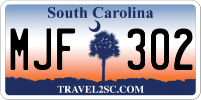 SC license plate MJF302