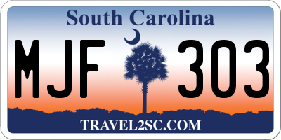 SC license plate MJF303
