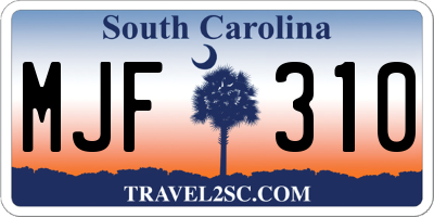 SC license plate MJF310