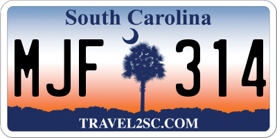 SC license plate MJF314