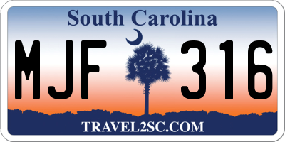 SC license plate MJF316