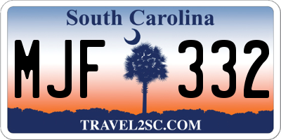 SC license plate MJF332