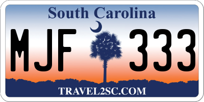 SC license plate MJF333