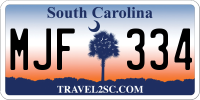 SC license plate MJF334