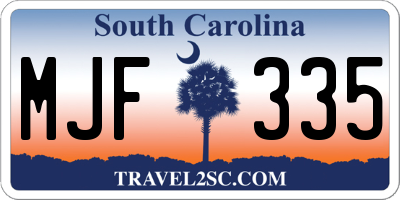SC license plate MJF335