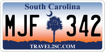 SC license plate MJF342