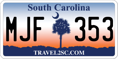 SC license plate MJF353