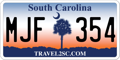 SC license plate MJF354
