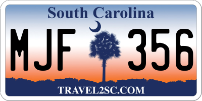 SC license plate MJF356