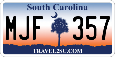 SC license plate MJF357