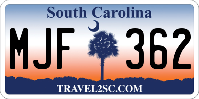 SC license plate MJF362
